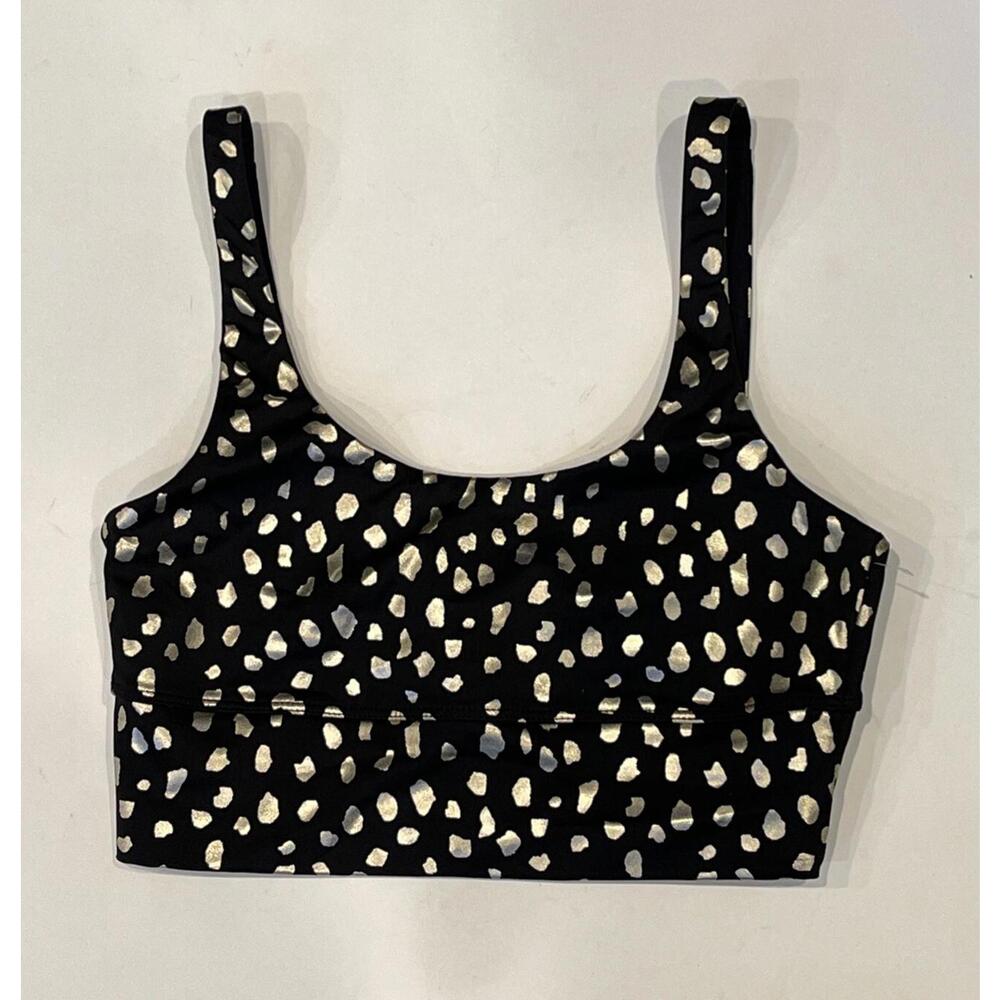 BEACH RIOT SPORT Black Gold Sports Bra Crop Top Size S